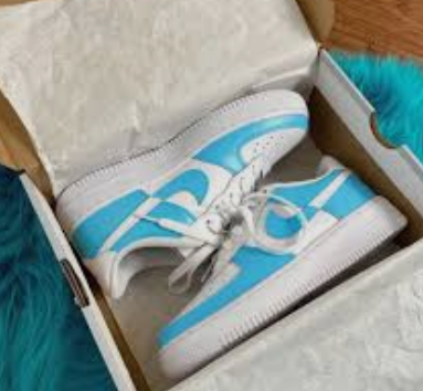 Nike Air Force 1 '07 LV8 sneakers in a Psychic Blue/University Blue/White colorway.